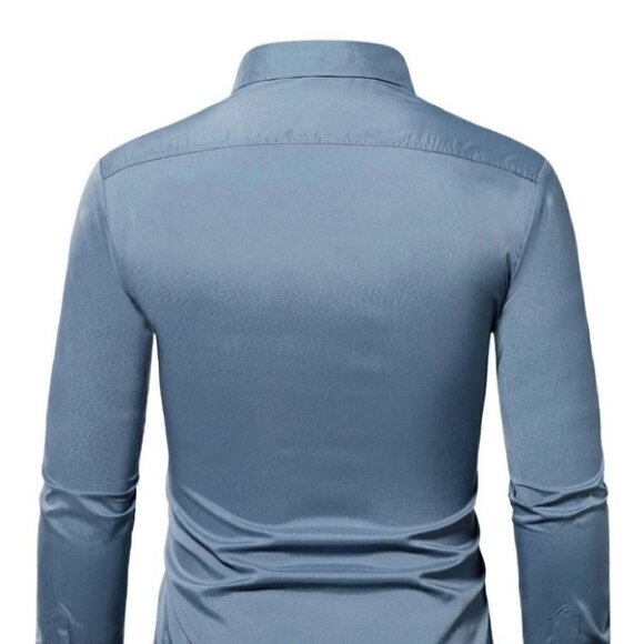 Grey Mens Button Up Tee Shirt - Picture 3 of 7